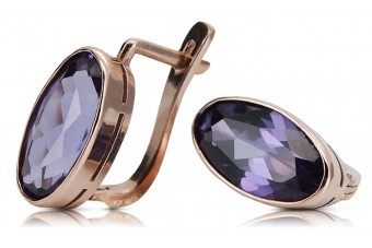 "Originales Vintage Alexandrit Ohrringe in 14K Roségold - Russisch Sowjetischer Stil vec001" style vec001