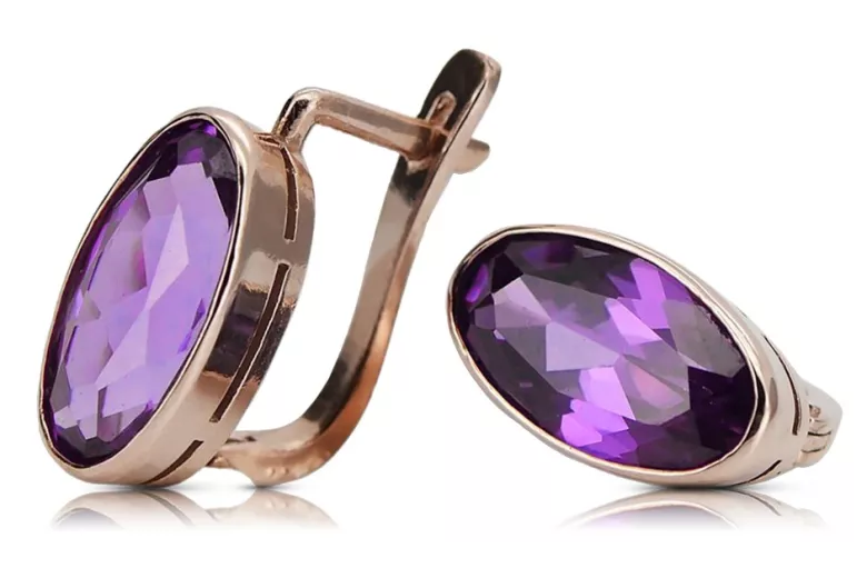 Originales Vintage-Roségold 14K Amethyst Ohrringe vec002 Vintage vec001