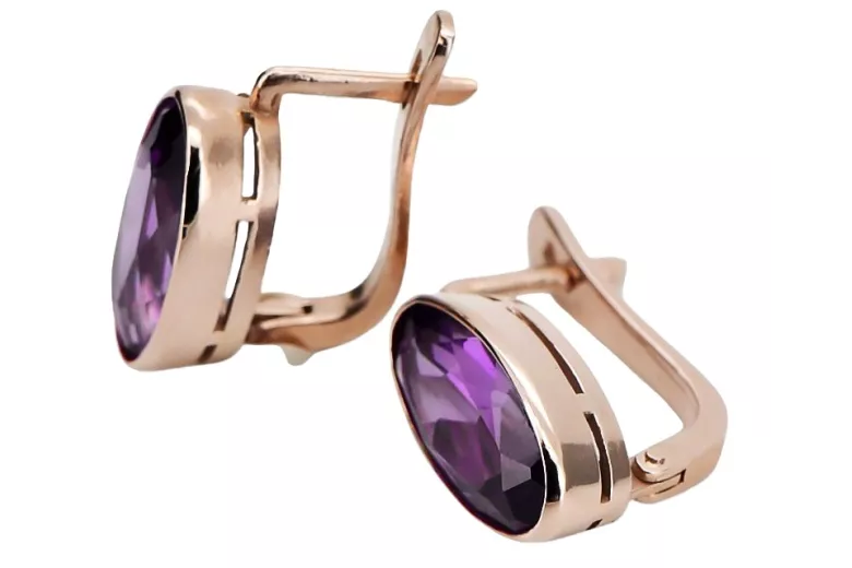 Originales Vintage-Roségold 14K Amethyst Ohrringe vec002 Vintage vec001