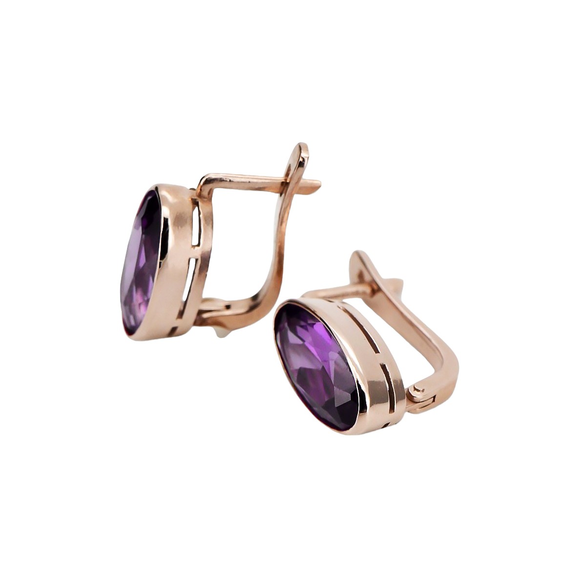 Originales Vintage-Roségold 14K Amethyst Ohrringe vec002 Vintage vec001