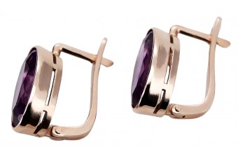 "Cercei originali vintage din aur roz de 14k cu ametist vec001" Vintage vec001