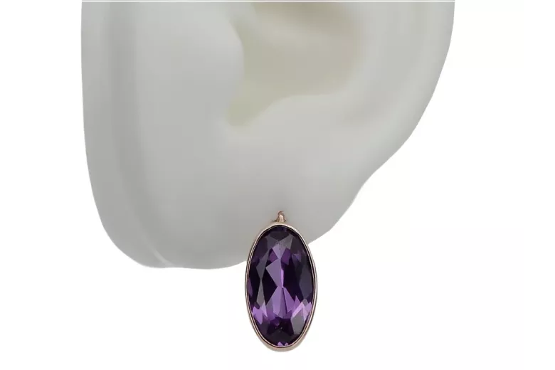 Originales Vintage-Roségold 14K Amethyst Ohrringe vec002 Vintage vec001