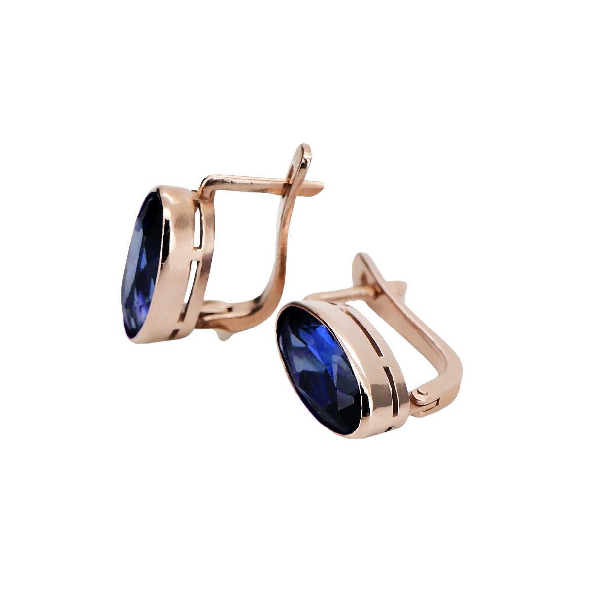 "Elegant Sapphire Encrusted 14K Rose Gold Earrings vec002" Vintage vec001