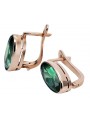 Vintage Emerald Accent, Original 14K Rose Gold Earrings - Authentic Soviet Russian Jewelry vec001 vec001