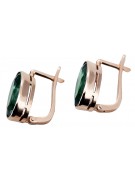 Vintage Emerald Accent, Original 14K Rose Gold Earrings - Authentic Soviet Russian Jewelry vec001 vec001