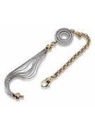 Bracelet fantaisie en or jaune et blanc italien 14K, 18,5c cfb006yw