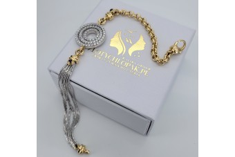 14K Gelb- & Weißgold, 18,5c elegantes Armband cfb006yw