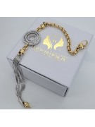 Pulsera de oro blanco y amarillo italiano, 14K, 18,5c cfb006yw