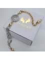 Bracelet fantaisie en or jaune et blanc italien 14K, 18,5c cfb006yw