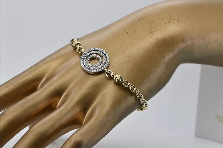 14K Yellow White Gold Fancy Bracelet with 18.5ct Gemstones cfb006yw