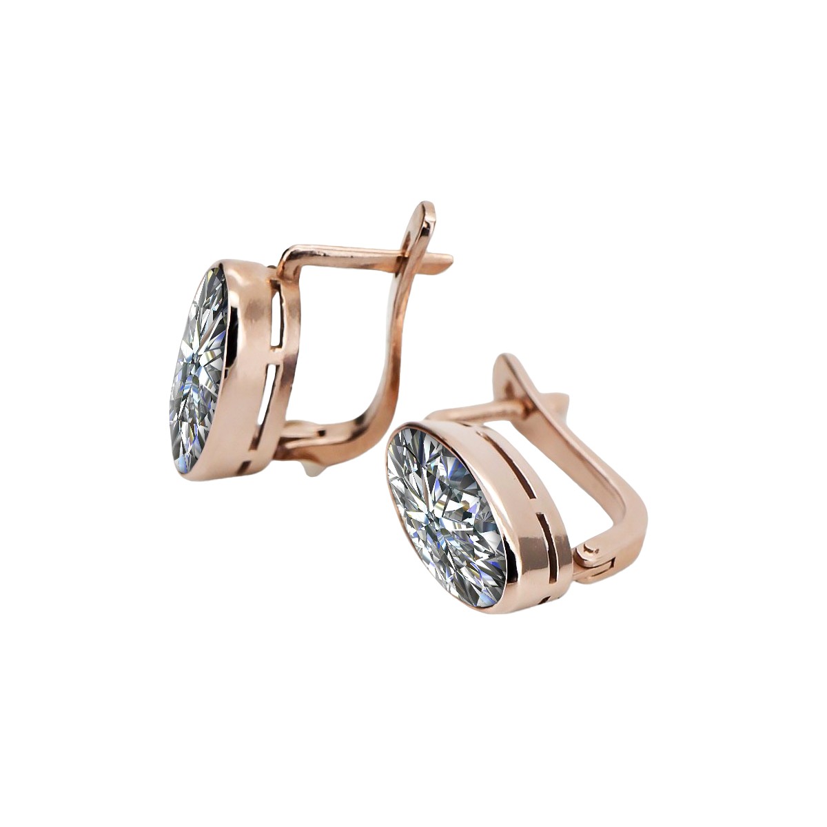 Zircon Embellished Original Vintage 14K Rose Gold Earrings vec001 vec001