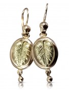 "Boucles d'oreilles feuille d'époque en or rose 14 carats 585 vintage sans pierres" ven045 ven045