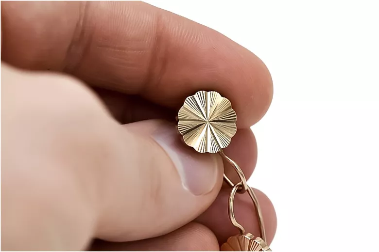 "Aretes Florales Antiguos en Oro Rosa de 14k Sin Piedras" ven048 ven048