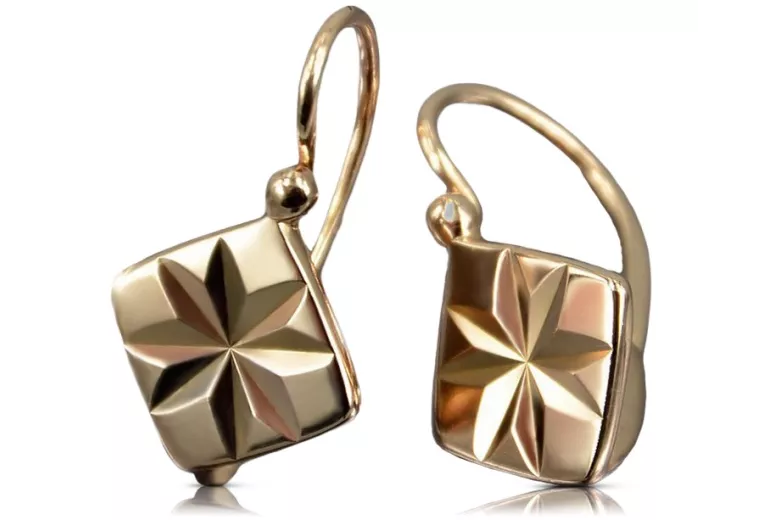 "Elegant No Stones 14k Rose Gold Vintage Earrings" ven049 ven049