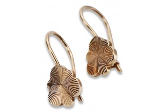 "No Stones, Original Vintage 14K Rose Gold Leaf Earrings" ven165 ven165