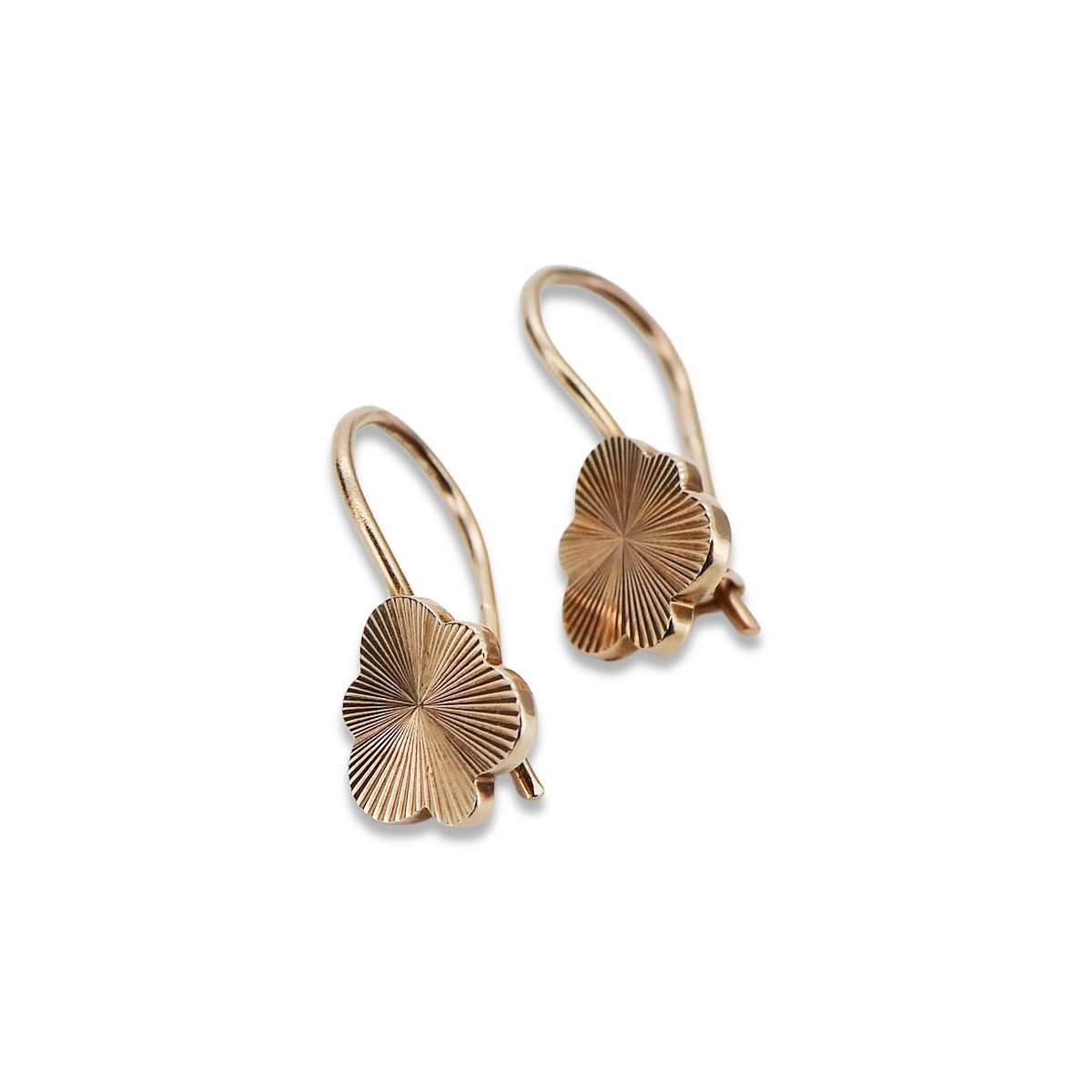 "No Stones, Original Vintage 14K Rose Gold Leaf Earrings" ven165 ven165