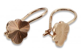 Cercei Vintage din aur roz de 14k, design frunză, fără pietre ven165 ven165