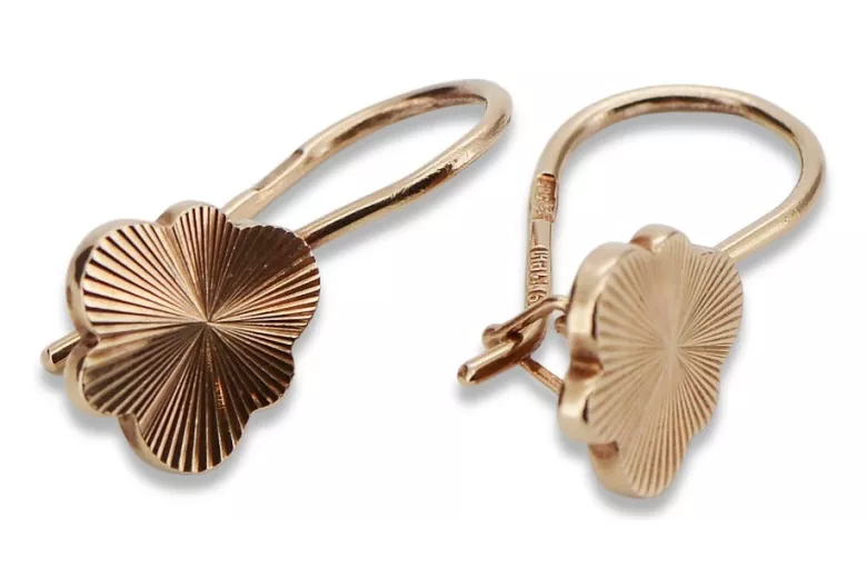 "No Stones, Original Vintage 14K Rose Gold Leaf Earrings" ven165 ven165