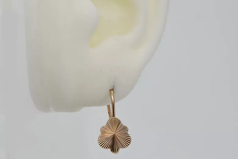 "No Stones, Original Vintage 14K Rose Gold Leaf Earrings" ven165 ven165