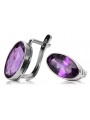 Vintage Sterling Silver 925 Amethyst Earrings in Russian Style vec001s