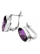 Vintage Sterling Silver 925 Amethyst Earrings in Russian Style vec001s