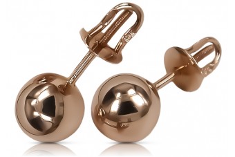 "No Stones, Original 14K Rose Gold Vintage Ball Earrings" ven043 ven043