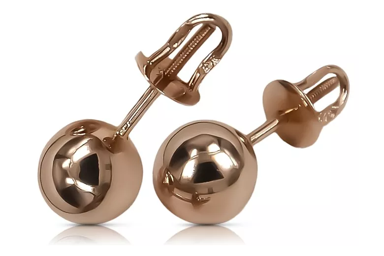 "No Stones, Original 14K Rose Gold Vintage Ball Earrings" ven043 ven043