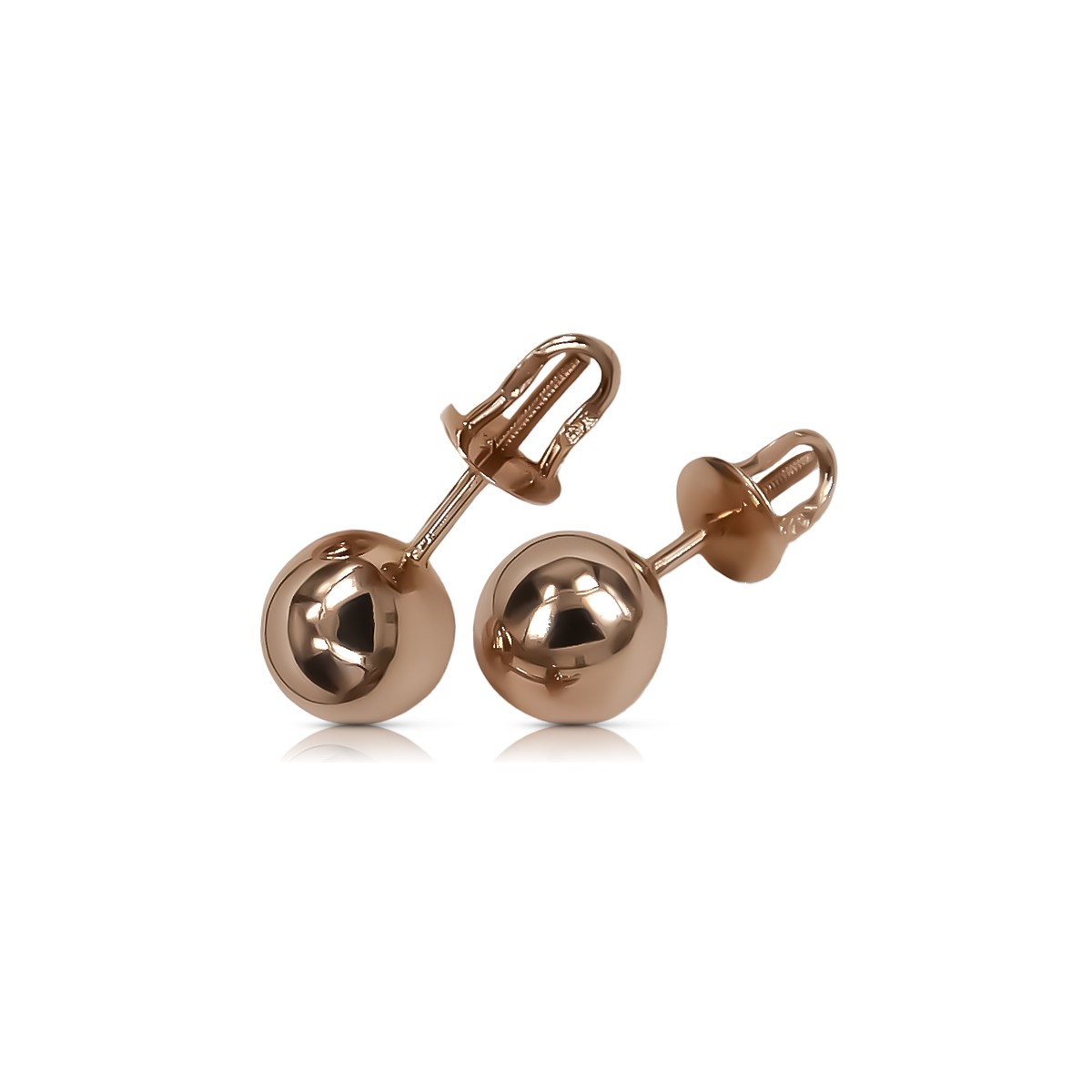 "No Stones, Original 14K Rose Gold Vintage Ball Earrings" ven043 ven043