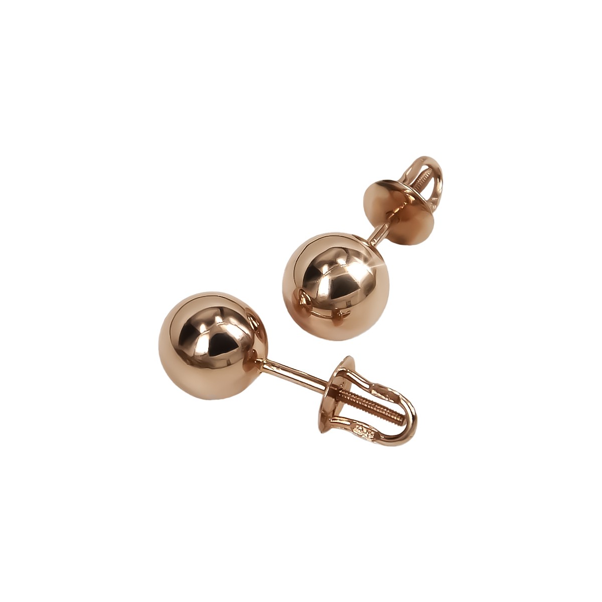 "No Stones, Original 14K Rose Gold Vintage Ball Earrings" ven043 ven043