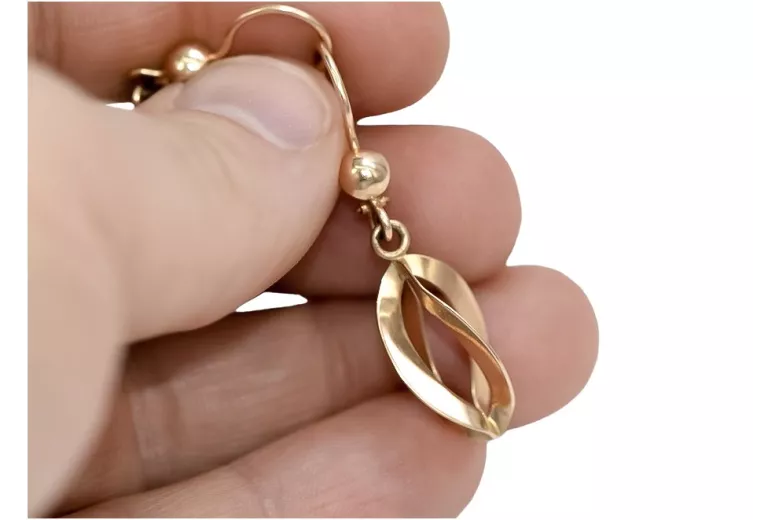 "Aretes Colgantes Antiguos en Oro Rosa de 14k Sin Piedras" ven053 ven053