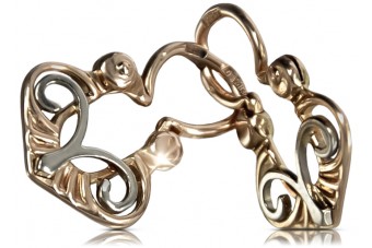 "No Stones, Original Vintage 14K Rose Gold Gipsy Earrings" ven054 ven054