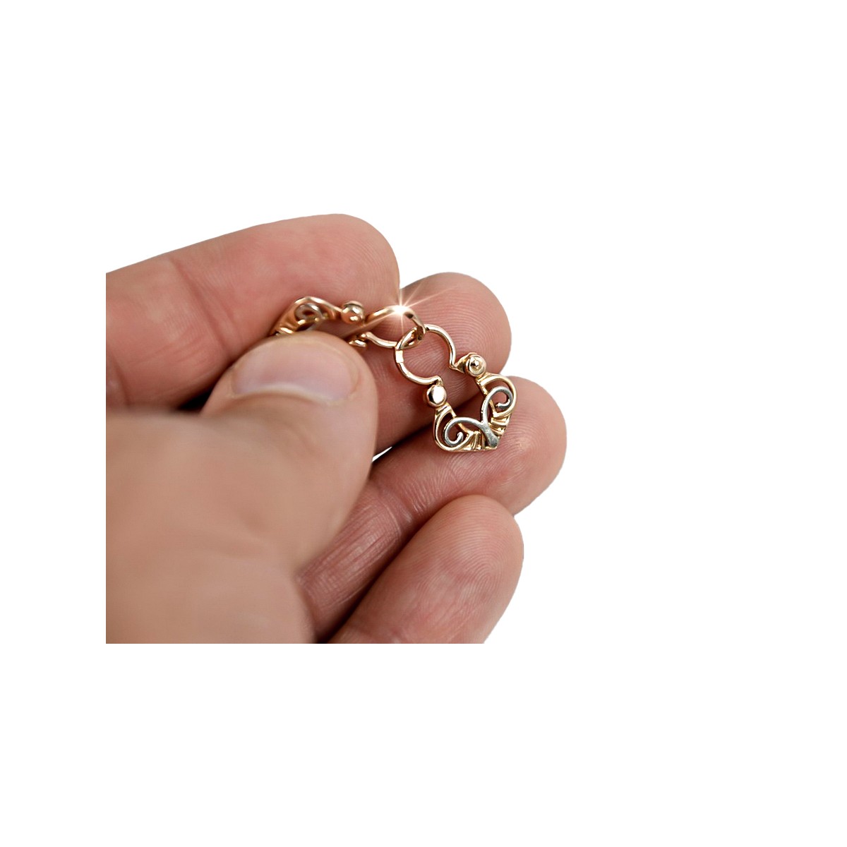 "No Stones, Original Vintage 14K Rose Gold Gipsy Earrings" ven054 ven054