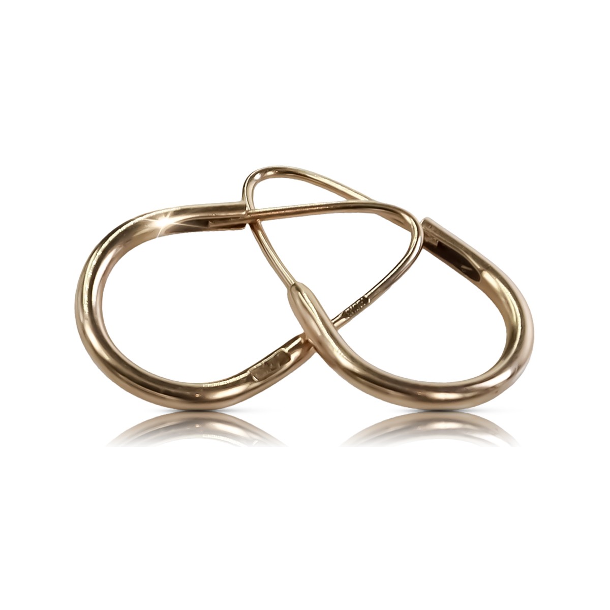 "Authentische Vintage Roségold 14k 585 Gold Vintage Hoops Ohrringe - Keine Steine" ven057 ven057