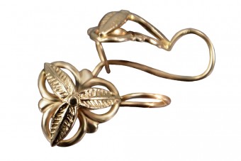 "Aretes Antiguos de Hoja en Oro Rosa de 14k Sin Piedras" ven064 ven064