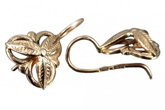 "Оригинални ретро 14k розово златни обеци без камъни в формата на листа" ven064 ven064