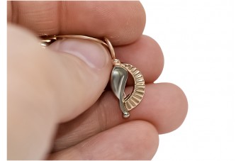 Boucles d'oreilles feuille vintage en or rose 14 carats 585 sans pierres ven065 ven065