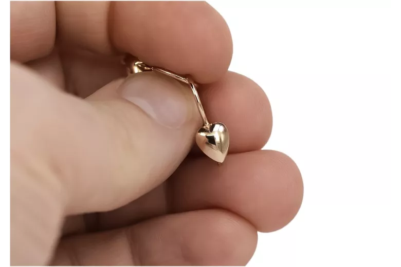 Original Vintage 14K Rose Gold Heart Earrings with No Stones ven066 ven066