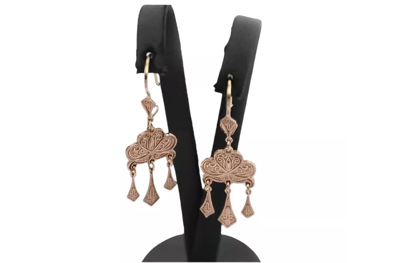 "Pendientes Gipsy Clásicos sin Piedras en Oro Rosa Antiguo de 14k" ven067 ven067