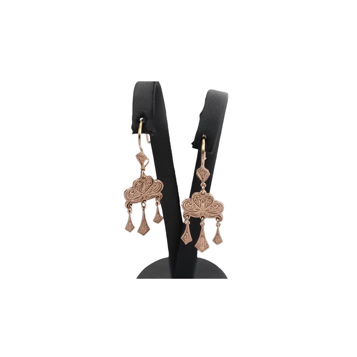 "No Stones, Original Vintage 14K Rose Gold Gipsy Earrings" ven067 ven067