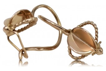 Оригинални ретро 14k розово златни обици без камъни в формата на листа ven068 ven068