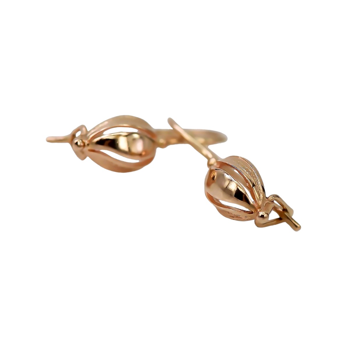 "No Stones, 14K Rose Gold Vintage Leaf Earrings" ven069 ven069