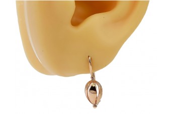 "No Stones, 14K Rose Gold Vintage Leaf Earrings" ven069 ven069