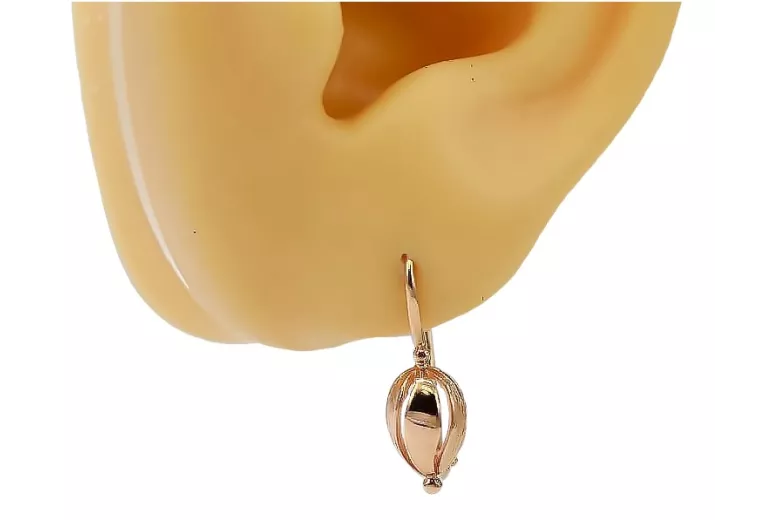 "No Stones, 14K Rose Gold Vintage Leaf Earrings" ven069 ven069