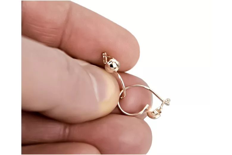 "No Stones, Original Vintage 14K Rose Gold Earrings" ven070 ven070