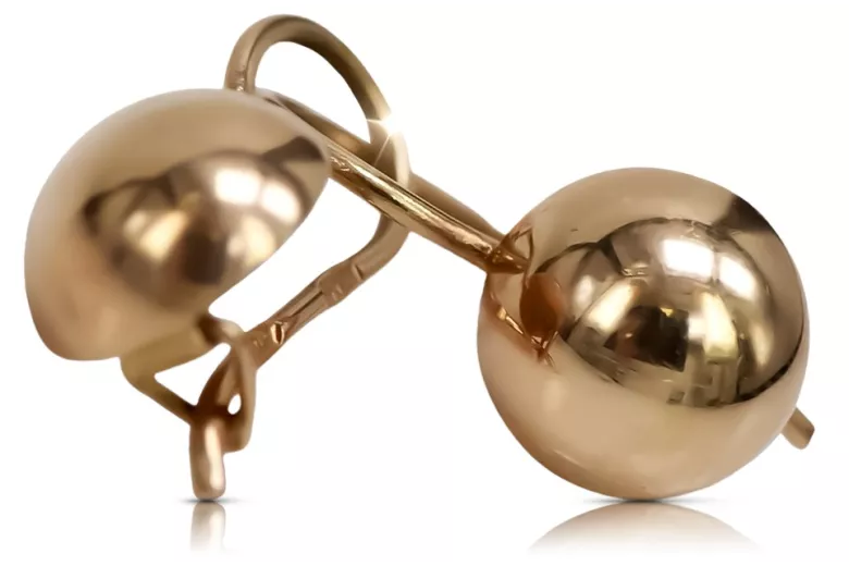 "Vintage 14K 585 Rose Gold Ball Earrings without Stones" ven072 ven072