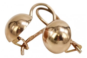 "Vintage 14K 585 Rose Gold Ball Earrings without Stones" ven072 ven072