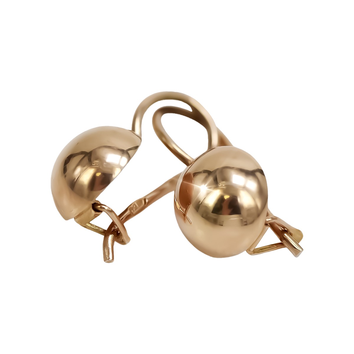 "Vintage 14K 585 Rose Gold Ball Earrings without Stones" ven072 ven072