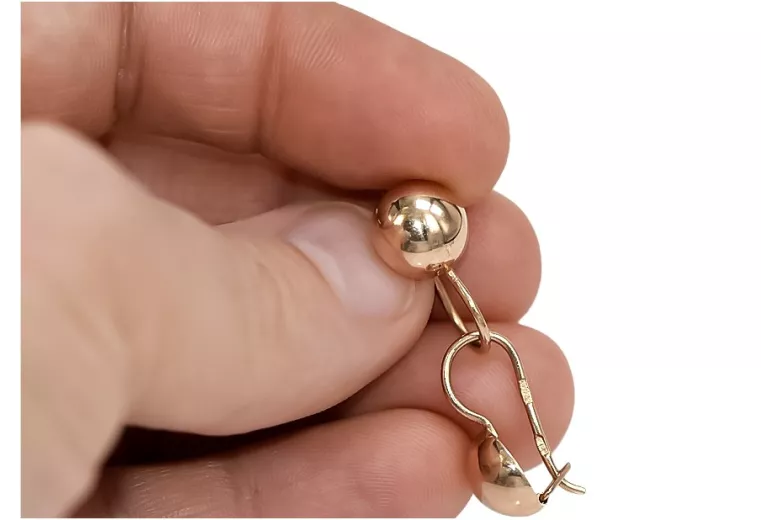 "Vintage 14K 585 Rose Gold Ball Earrings without Stones" ven072 ven072