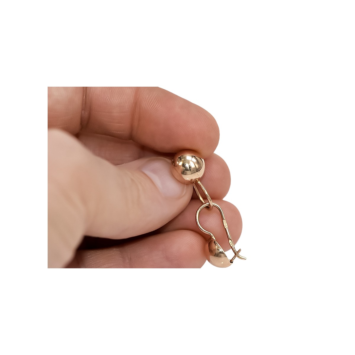 "Vintage 14K 585 Rose Gold Ball Earrings without Stones" ven072 ven072