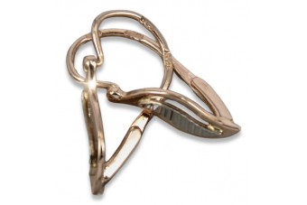 "Boucles d'oreilles vintage en forme de feuille, Or rose 14 carats 585 d'origine" ven164 ven164